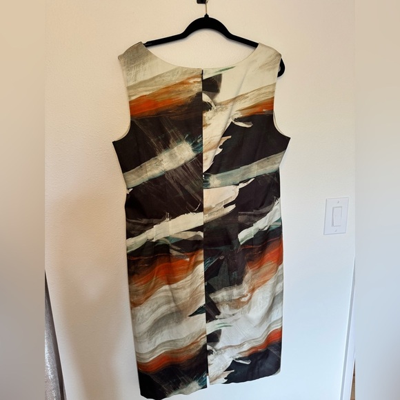 Lafayette 148 Sedona Sateen Cotton Sheath Dress Abstract Size 16 Plus Tank EUC - Picture 4 of 7